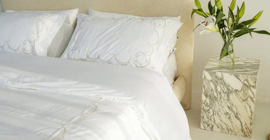 Filigree Swirl - Cotton Sateen 500-Thread-Count with Embroidery